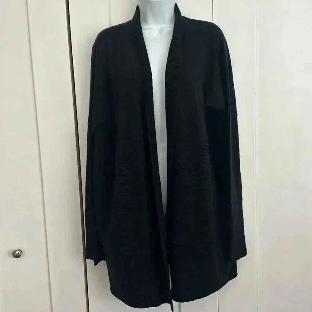 Lululemon Merino Wool Open Front Cardigan Sweater Slit Back size 10
